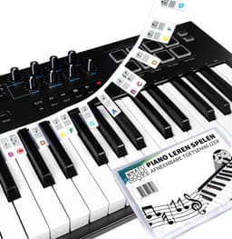 What's Goods - Afneembare siliconen piano toetsenwijzer - Piano (muzieknoten) leren spelen - 88 toetsen - Piano stickers - Wit met kleuren — thumbnail 1