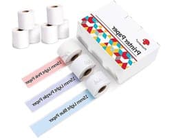 Printable Sticker Paper in Paars, Lichtblauw en Lichtroze - Zelfklevend Thermisch Papier 3.5m x 15m, 9 Rollen voor Creatieve Projecten en Labels