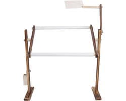 Verstelbare Borduurstandaard van Hout voor Handwerken, Inclusief Scroll en Opbergruimte voor Gereedschap, Ideaal voor Borduren en Kruissteekprojecten