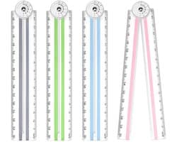 Set van 4 Vouwlinialen van 30 cm, Transparante Meetliniaal, Rechte Liniaal voor Kantoor en Studenten, Perfect voor Precisie en Hoekmetingen