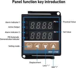 aladdien - REX-C100 LED PID-controllerkits - Digitale thermostaat - Slimme temperatuurregeling - Alarmfunctie - AC110V-240V - Geschikt voor industri.. — thumbnail 3