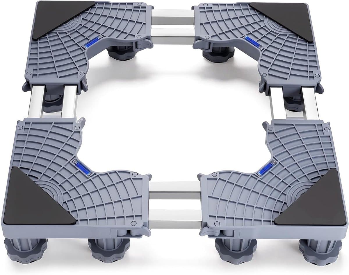 Verstelbaar onderstel voor wasmachine en droger met 12 poten, antislip en schokdemping, hoogte 45-68 cm, ideaal voor stabiliteit en bescherming — afbeelding 1