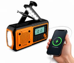 NovaWare® Noodradio Solar Opwindbaar 4400mAh Powerbank – Draagbare Radio FM/AM – Zonne-energie & Handslinger – Zaklamp SOS Alarm – Noodpakket Radio op Batterijen – Outdoor Survival Camping Emergency Radio – Oranje — thumbnail 1