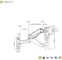 Techly Muurbevestiging 17-32 Inch Voor Monitoren Tot 8 Kg Inclusief Gasveer — thumbnail 2