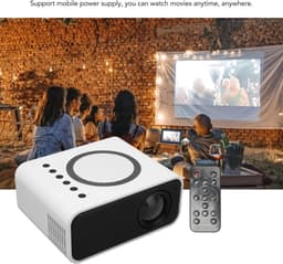KZQ Mini Projector - Draagbaar Full Hd 1080p Led Projector Met Wifi - Geschikt Voor Telefoon En Computer - Ideaal Voor Thuis Slaapkamer Tuin Binnen Buiten Kamperen En Voetbal Kijken - Wit — thumbnail 5
