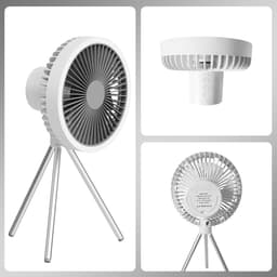 Camping Ventilator - Draagbare Ventilator - Stille Ventilator - LED-ventilator - met Statief - USB-opladen - 3 Snelheden - Wit — thumbnail 3