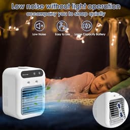 Luchtkoeler - Mini Aircooler Met Verneveling - Draagbare USB Tafelventilator Zonder Digitaal Display - Type-C - 16,4 x 11,8 x 21,4 cm — thumbnail 2