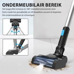 3-in-1 draadloze stofzuiger – 18V – Lichtgewicht – 2 oplaadbare lithium-ion accu's – Voor tapijt, huisdierharen en harde vloeren – Stofzuiger staand & hand — thumbnail 2