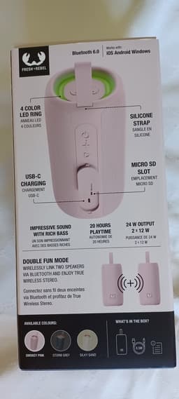 Fresh 'n Rebel XL Bluetooth Speaker Roze | Draadloze Speaker | RGB LED Verlichting | 24W RMS | Waterdichte Speaker | Bluetooth 5.4 | Draagbare Luidspreker | Party Speaker | Stereo Sound | 12 Uur Accu | TWS Koppeling — thumbnail 5