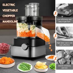 Groentesnijder Keukenmachine - Keukenapparaat Raspen - Snel Ingrediënten Bereiden - 5-in-1 Functies - 5 Liter Inhoud - Zilver — thumbnail 5