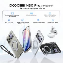 DOOGEE M30 Pro - Smartphone - 64GB RAM(8+56GB) + 256GB ROM(2TB/TF) - 6,88 Inch HD+ 120Hz - IP68 - Android 16 - 8000mAh/33W - 1,3" Subscreen - 64MP drievoudige camera - NFC - Vingerafdruk - Face ID - Zwart — thumbnail 2