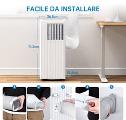 Danky Mobiele airco 9000 BTU 3-in-1 – 42L/dag ontvochtiging – Slaapmodus – 24U timer – Voor 25 m² – Klasse A — thumbnail 5