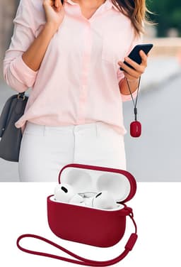 Studio Air® Airpods Hoesje Pro 3 Siliconen Case - Bordeaux Rood - Soepel Airpod Hoesje voor Airpods Pro 3 (model 2025) — thumbnail 4