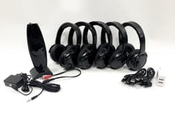 Silent Disco Starterspakket 5 - met 5 oplaadbare koptelefoons, 1 zender en oplaadkabels — thumbnail 1
