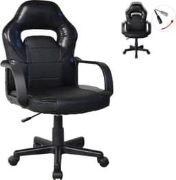 Bureaustoel Thomas junior - gamestoel racing gaming stijl - hoogte verstelbaar - zwart — thumbnail 5