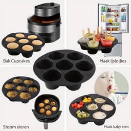 Airfryer Siliconen Cupcake bakvorm - 21CM - Zwart — thumbnail 2