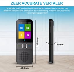 TibaGoods - Vertaalcomputer - Vertaal Apparaat - Zwart - Slimme Vertaler - 137+ Talen - Draagbare Vertaler - Lange Batterijduur — thumbnail 2
