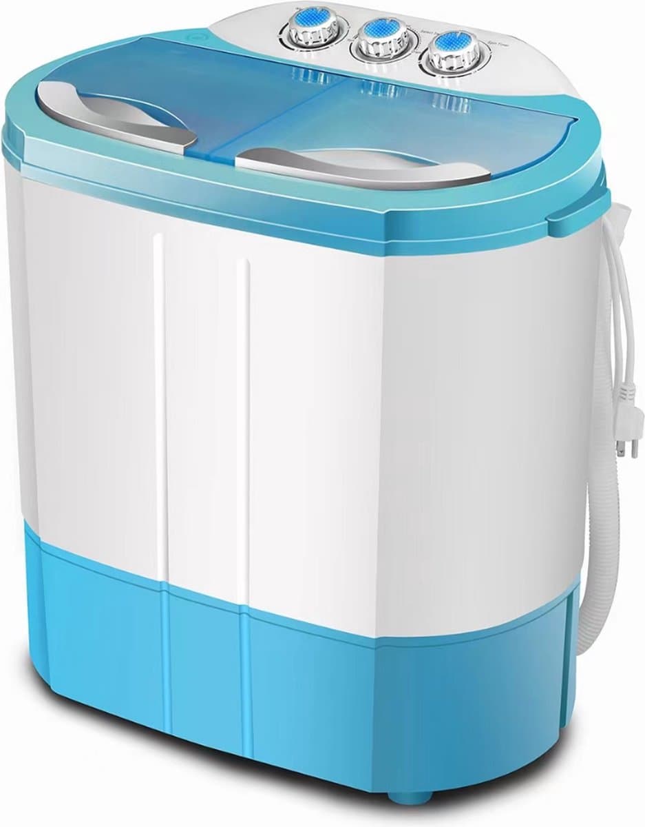 Klein en Efficiënte Mini Wasmachine met Dubbele Trommel, Centrifuge en Droogzwierder - Perfect voor Camping, Kleine Ruimtes en Reizen — afbeelding 1