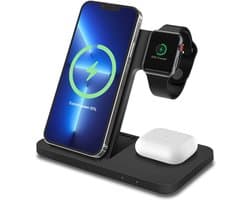 MMOBIEL Draadloos Oplaadstation - 3-in-1 Draadloze Oplader - Wireless Charger - Zwart