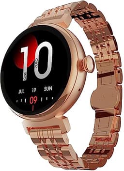 HiFuture Aura Smartwatch dames, 1,08 inch roestvrijstalen AMOLED-display, Stappenteller, Hartslagmeter, polshartslagmeter, echte Sp02-sensoren, IP68 waterdicht, activiteitenteller, magnetische lading compatibel met Android en iOS, kleur (Goud) — thumbnail 1