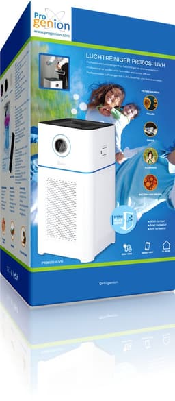 Progenion PR-360S-IUVH TIJDELIJKE BOL ACTIE OP=OP!!. Silent Smart Luchtreiniger met Ionisator HEPA - UV-C anti allergie hooikoorts. Air Purifier - Clean Air — thumbnail 5