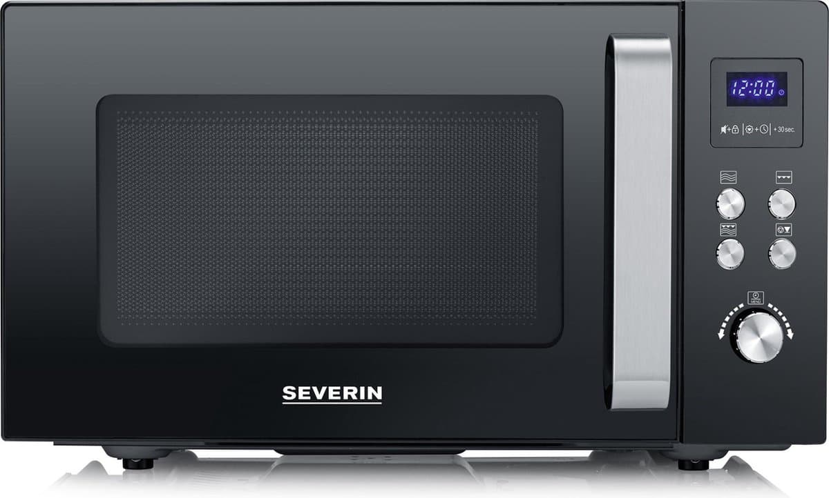 Severin MW 7763 Magnetron met Grill – Glazen Bodem zonder Draaiplateau – 9 Programma’s - 25 Liter - Zwart — afbeelding 1