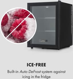 Klarstein Mini-Koelkast Brooklyn 42 Glazen Deur LED 42L - Minikoelkast Minibar Drankkoeler - 12-18°C Compressorkoeling - voor Hotelkamer voor Slaapkamer - Compact - Mini Fridge - Hotelkoelkast - Kleine Koelkast - Compact Koelkast — thumbnail 5