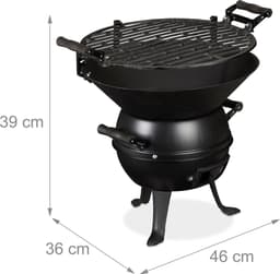 houtskool barbecue - gietijzer en staal - hoogte verstelbaar - draagbaar - rooster Ø 35 cm - zwart — thumbnail 4
