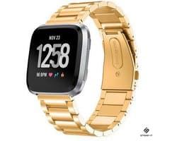 Stalen Smartwatch bandje - Geschikt voor Fitbit Versa / Versa 2 stalen bandje - goud - Strap-it Horlogeband / Polsband / Armband