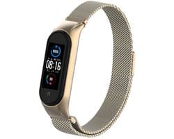 Milanees Smartwatch bandje - Geschikt voor Xiaomi Mi Band 5 / 6 Milanese band - retro goud - Strap-it Horlogeband / Polsband / Armband