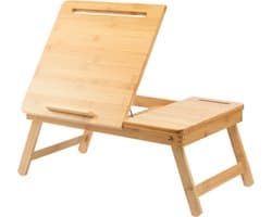 Laptoptafel verstelbaar - Bamboe Laptop tafel voor op Bank of Bed - Bijzettafel - Hoogte verstelbaar & Inklapbaar