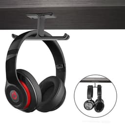 Dubbele Aluminium Universele Koptelefoonhouder - Gaming Headset Hanger - met Kabelmanagement - Zwart — thumbnail 2