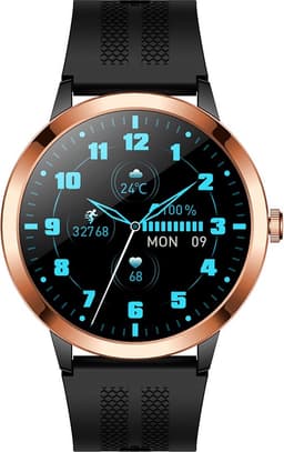 Belesy® TREASURE - Smartwatch Dames - Smartwatch Heren - Horloge - 1.32 inch – kleurenscherm – Stappenteller - Gezondheidsindicatoren – Je eigen foto als wijzerplaat - Goud – Siliconen – Zwart - Moederdag — thumbnail 4