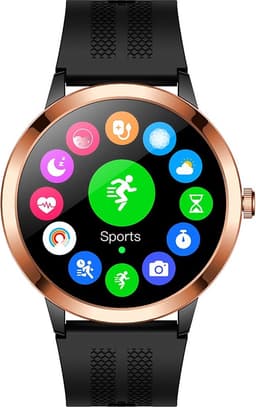 Belesy® TREASURE - Smartwatch Dames - Smartwatch Heren - Horloge - 1.32 inch – kleurenscherm – Stappenteller - Gezondheidsindicatoren – Je eigen foto als wijzerplaat - Goud – Siliconen – Zwart - Moederdag — thumbnail 3