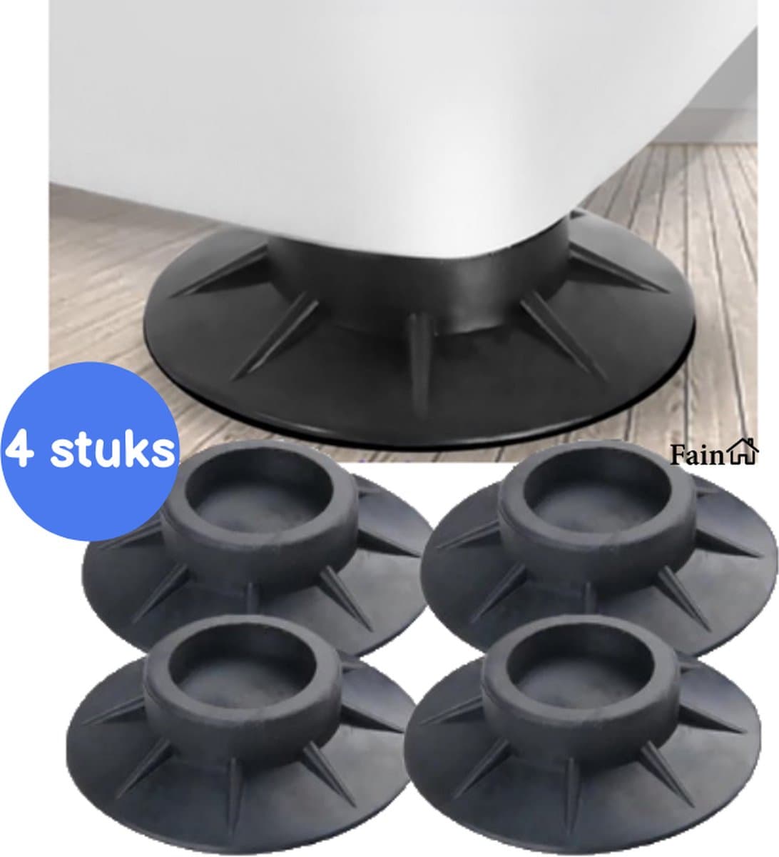 Trillingsdempers wasmachine – Set van 4 stuks – Extra dik - Voetjes wasmachine & droger - Wasmachine demper – Anti trillings / vibratie dempers pads – Antislip rubber – Trillingsmat – Antislipmat - Schokdempers wasmachine — afbeelding 1