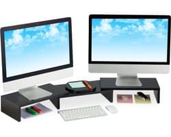 beeldscherm verhoger 2 schermen - verstelbaar - ergonomisch - zwart