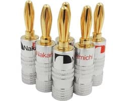 Nakamichi Banaanstekker 8 stuks - Hoge kwaliteit banaanstekkers / luidspreker stekker 4 mm - 24k verguld