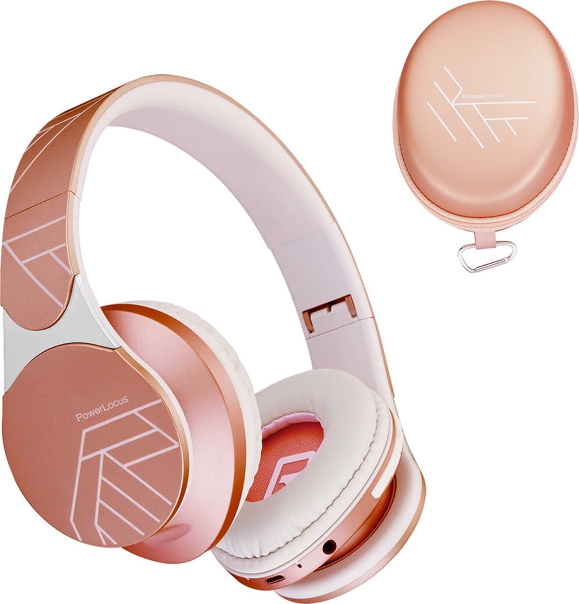 PowerLocus EDGE - Draadloze Koptelefoon - Koptelefoon Draadloos - Bluetooth Headphone - Over-Ear - FM Radio - Micro SD - Microfoon - inkl. Case - Rose Gold — afbeelding 1