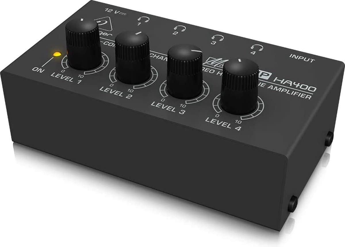 NÖRDIC SGM-204 MICROAMP HA400 Audio versterker - Voor koptelefoon - 4 Kanaals - 6.3mm splitter - 1 naar 4 - Zwart — afbeelding 1