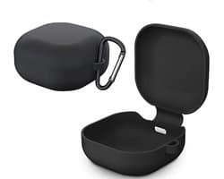 CHPN - Siliconen hoesje geschikt voor Samsung Buds Live - Zwarte siliconen case - Met karabijnhaak - Beschermhoes voor Samsung Galaxy Buds Live