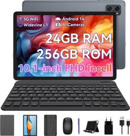 TABWEE Tablet T20 - 24GB RAM - 256GB ROM - 5000mAh - Met Muis - Toetsenbord - Pen - Hoes - 10.1 Inch - Android 16 - 5G WiFi - Grijs — thumbnail 1