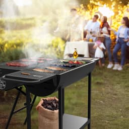KitchenBrothers 2-in-1 Houtskool BBQ XL - Verstelbare luchtroosters - PFAS Vrij - Dubbele BBQ - Zijtafels - Grillrooster BBQ - Zwart — thumbnail 4