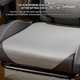 FOXSPORT Gamestoel - Gaming Chair - Ergonomisch - Verstelbaar - Met lendensteun en hoofdsteun - Met voetsteun - Bureaustoel - Racing -Zwart/Grijs — thumbnail 4
