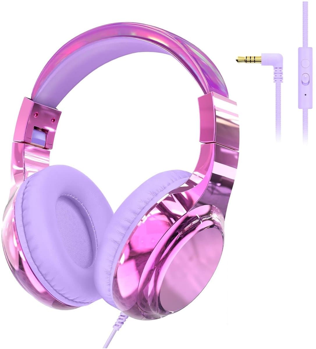 StayPowered Kinderkoptelefoon - Veilig & Comfortabel Luisteren - Volumebegrenzing 85/94 dB - Verstelbaar & Opvouwbaar - Zachte Over-Ear Kussens - Ingebouwde Microfoon - 3.5 mm Aansluiting - Lichtviolet - Levering Sneller dan Aangegeven! — afbeelding 1