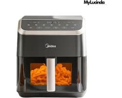 Mylucinda® Airfryer XL – 5,2L Heteluchtfriteuse – 7 Slimme Kookstanden – Met Raampje, One-Touch Systeem En Energiezuinig Design