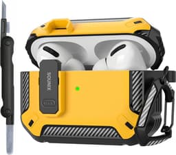Sounix Hoesje geschikt voor Airpods Pro 1 / 2 - Met schoonmaak borstel - Airpods Pro Hoesje - Armor Case met Lock - Geel — thumbnail 1
