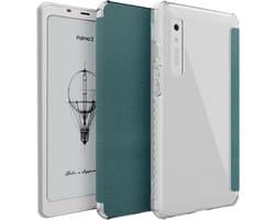 TUDIA SKN FLIP Ontworpen voor Onyx Boox Palma 2 Case - [Magnetische sluiting] Schokbestendige slanke transparante TPU-achterkant met gestructureerde leren hoes - Helder turquoise