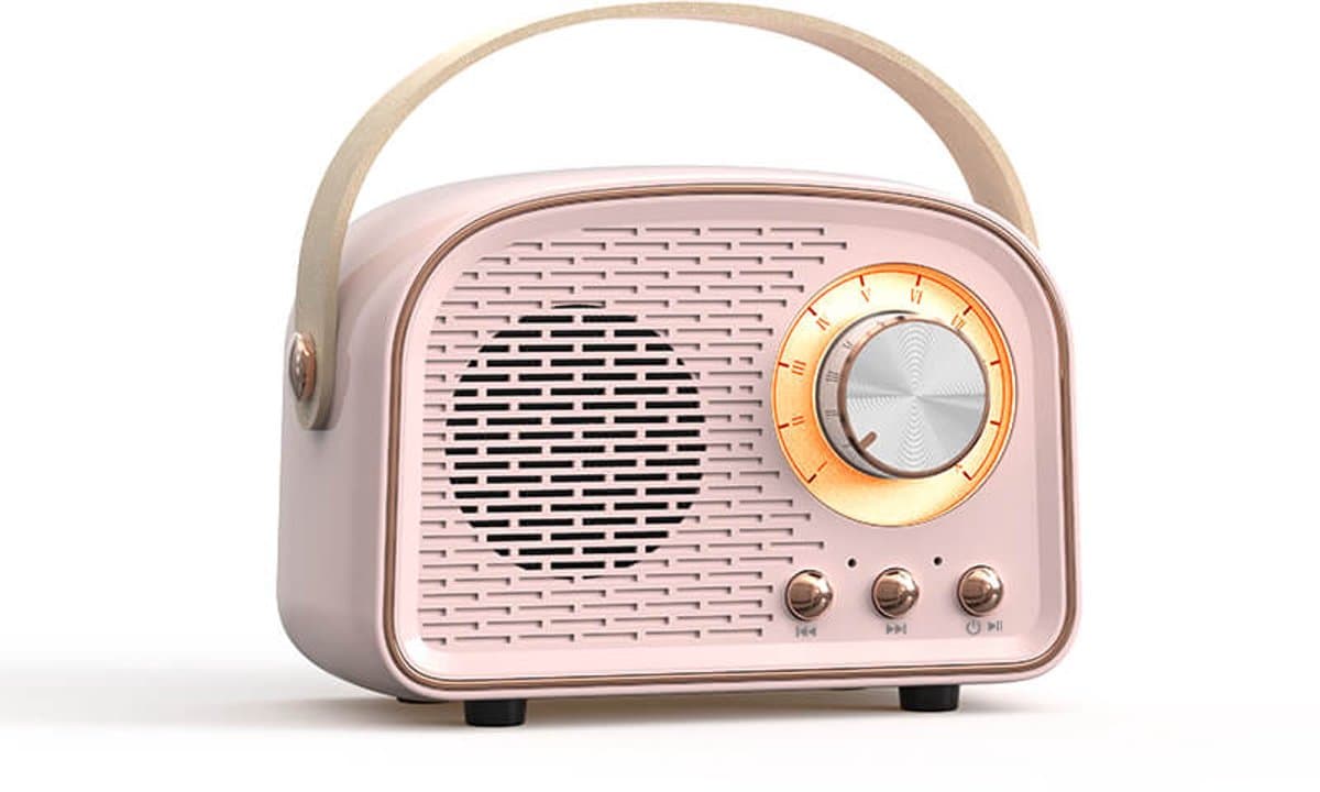 Retro Vintage Radio Bluetooth Speaker - Draadloze Stereo Speaker met FM Radio - Vintage Design - Bluetooth 5.0 Draadloze Speaker voor Kristalhelder Geluid - Perfect voor Thuis & Buiten - Roze — afbeelding 1