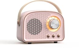 Retro Vintage Radio Bluetooth Speaker - Draadloze Stereo Speaker met FM Radio - Vintage Design - Bluetooth 5.0 Draadloze Speaker voor Kristalhelder Geluid - Perfect voor Thuis & Buiten - Roze — thumbnail 1