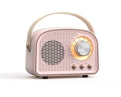 Retro Vintage Radio Bluetooth Speaker - Draadloze Stereo Speaker met FM Radio - Vintage Design - Bluetooth 5.0 Draadloze Speaker voor Kristalhelder Geluid - Perfect voor Thuis & Buiten - Roze